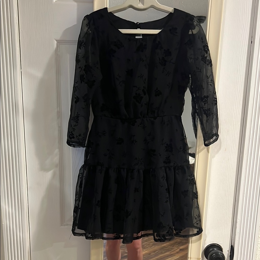 Nordstrom Ava & yelly Elegant Black Sheer Floral Dress